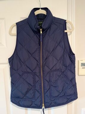 J. Crew Factory Quilted Navy Puffer Vest, Size Small